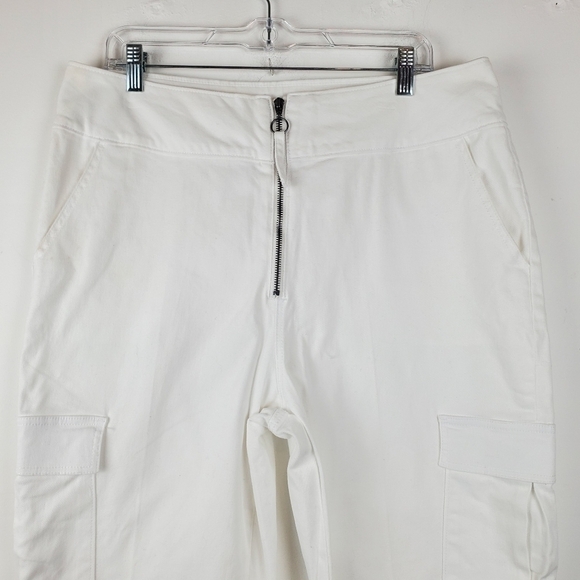 WILD Fable 16 Cargo Ankle Joggers Cotton Canvas White Exposed Zipper Stretch - Picture 9 of 14